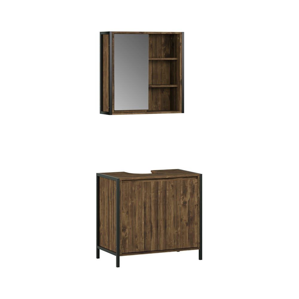 wohnli-moebel-suche-M26076631 Wohnli Möbelsuche - Badmöbel-Set 2 Teile Eiche/Schwarz 70x65cm