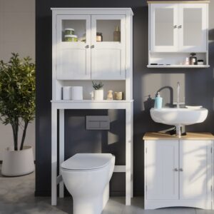 Toilettenschrank  Weiß 69x171cm 69x171x20cm Spanplatte Weiß Vicco Möbel Badezimmermöbel Bad-Hochschränke