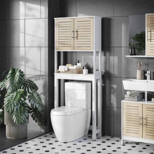 wohnli-moebel-suche-M26076653-1 Toilettenschrank mit 2 geschlossenen Fächern Weiß/Eiche 70x180cm 70x180x23cm Spanplatte Weiß Vicco Möbel Badezimmermöbel Bad-Hochschränke