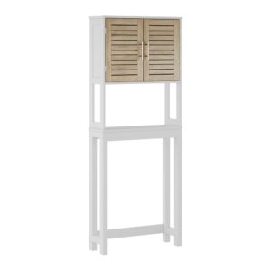 Wohnli Möbelsuche - Toilettenschrank mit 2 geschlossenen Fächern Weiß/Eiche 70x180cm
