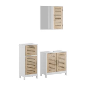 wohnli-moebel-suche-M26076656 Wohnli Möbelsuche - Badmöbel-Set 3 Teile Weiß/Eiche 60x60cm