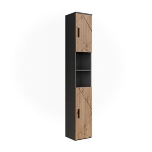 wohnli-moebel-suche-M26076664 Wohnli Möbelsuche - Hochschrank mit 2 Türen Anthrazit/Goldkraft Eiche 30x190cm