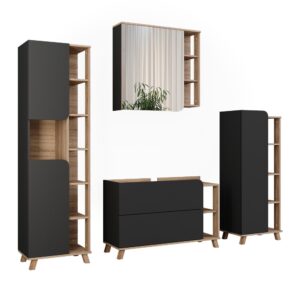 wohnli-moebel-suche-M26076679 Wohnli Möbelsuche - Badmöbel-Set 4 Teile Sonoma/Anthrazit 100x65cm