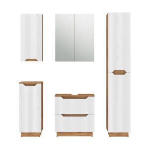 wohnli-moebel-suche-M26076685 Wohnli Möbelsuche - Badmöbel-Set 5 Teile Eiche/weiß gestreift 59.8x62.5cm