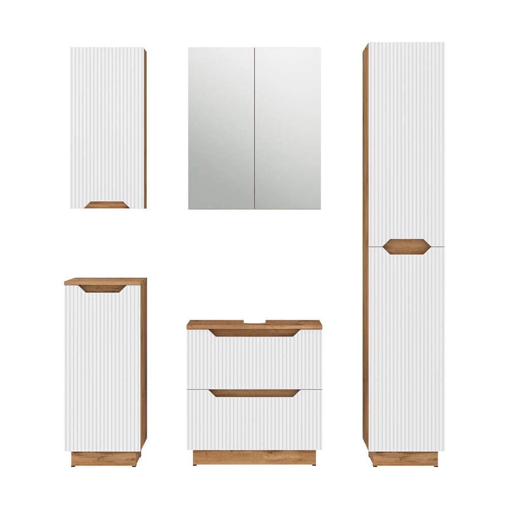 wohnli-moebel-suche-M26076685 Wohnli Möbelsuche - Badmöbel-Set 5 Teile Eiche/weiß gestreift 59.8x62.5cm