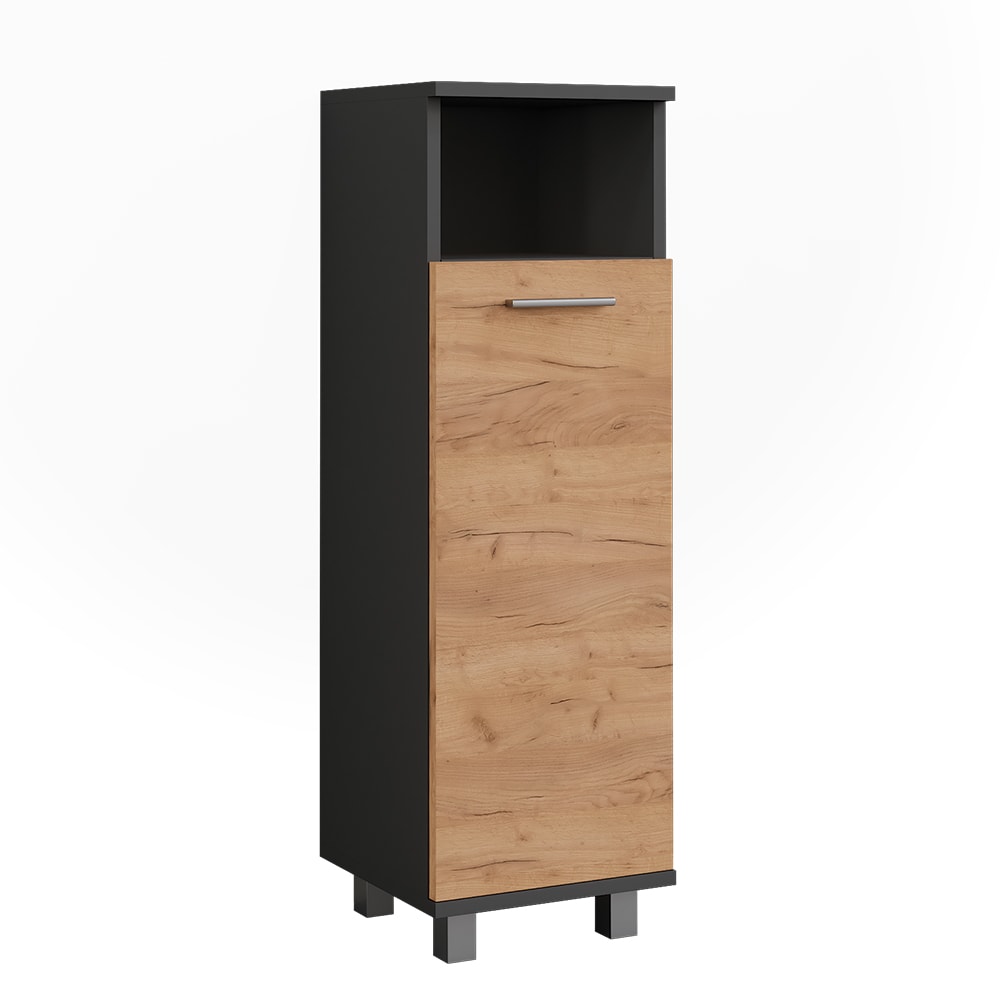 wohnli-moebel-suche-M26076689 Wohnli Möbelsuche - Midischrank mit 2 Türen Anthrazit/Goldkraft Eiche 30.2x190cm