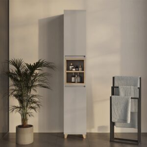 wohnli-moebel-suche-M26076690-1 Hochschrank mit 2 Türen Greige/Eiche 30x170cm 30x170x30cm Spanplatte Grau Vicco Möbel Badezimmermöbel Bad-Hochschränke