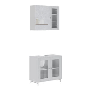 Wohnli Möbelsuche - Badmöbel-Set 2 Teile Weiß 60x58cm