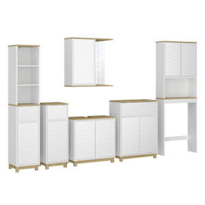 wohnli-moebel-suche-M26076700 Wohnli Möbelsuche - Badmöbel-Set 6 Teile Weiß/Eiche 60x60cm
