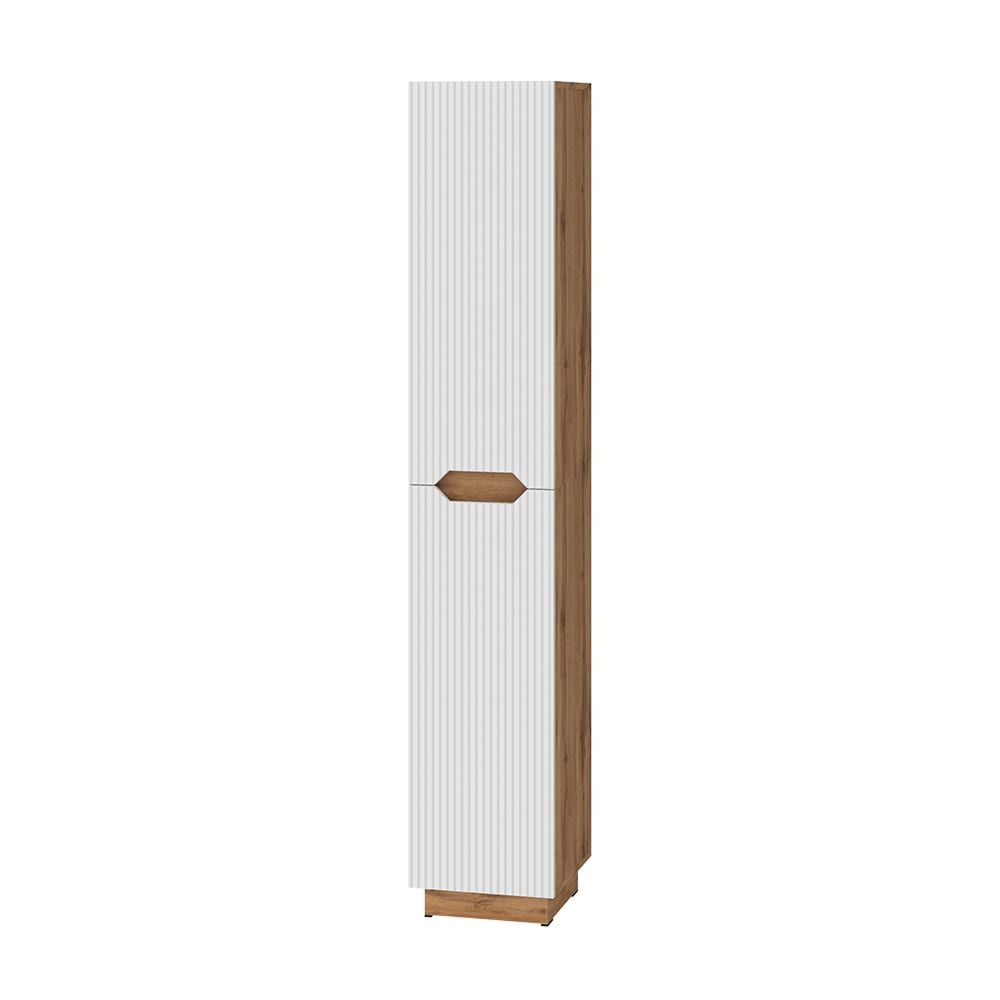 Wohnli Möbelsuche - Badschrank mit 2 Türen Eiche/weiß gestreift 33x186cm