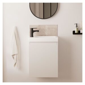 wohnli-moebel-suche-M26076709-1 schwarzer Waschbeckenschrank + Wasserhahn 21x53x41cm Spanplatte Weiß Mob In Möbel Badezimmermöbel Waschtische