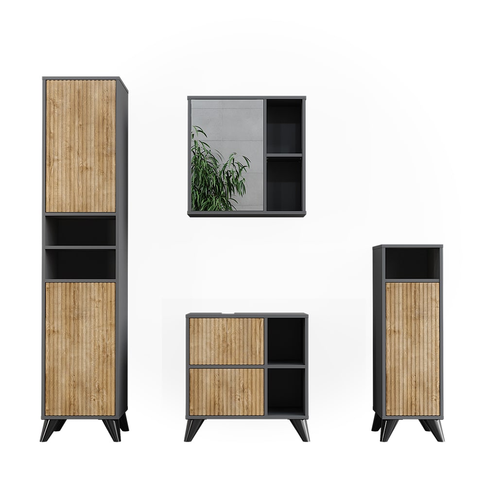 wohnli-moebel-suche-M26076710 Wohnli Möbelsuche - Badmöbel-Set Set 4 Anthrazit/Bergeiche 60x62cm