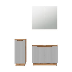 wohnli-moebel-suche-M26076730 Wohnli Möbelsuche - Badmöbel-Set 3 Teile Eiche/grau gestreift 79.6x62.1cm