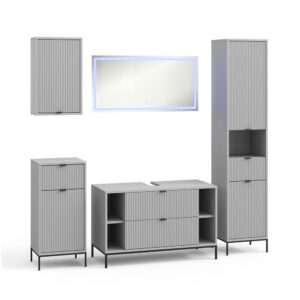 Wohnli Möbelsuche - Badmöbel-Set 5 Teile Grau 100x63cm