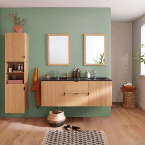 wohnli-moebel-suche-M26076750-1 Doppelwaschtisch + Spiegel + -Säule 140x52x46cm Holz Braun Mob In Möbel Badezimmermöbel Waschtische