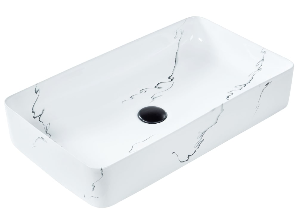 wohnli-moebel-suche-M26076755 Wohnli Möbelsuche - Aufsatzwaschbecken 61 x 35 cm Keramik Weißer Marmor