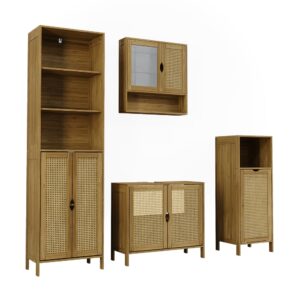 Wohnli Möbelsuche - Badmöbel-Set 4 Teile Bambus 68x60cm