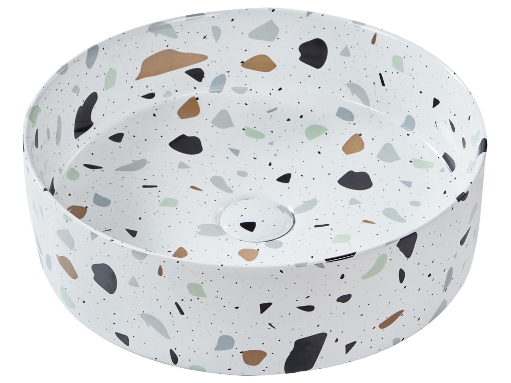wohnli-moebel-suche-M26076871 Wohnli Möbelsuche - Aufsatzwaschbecken ⌀ 40 cm Keramik Terrazzo Weiß