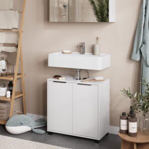 Waschbeckenunterschrank mit Türen Weiß 60x60cm 60x60x30cm Spanplatte Weiß Vicco Möbel Badezimmermöbel Waschtische