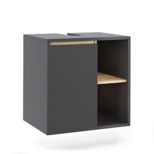 Wohnli Möbelsuche - Waschbeckenunterschrank mit offenen Regalen Grau/Artisan 60x60cm