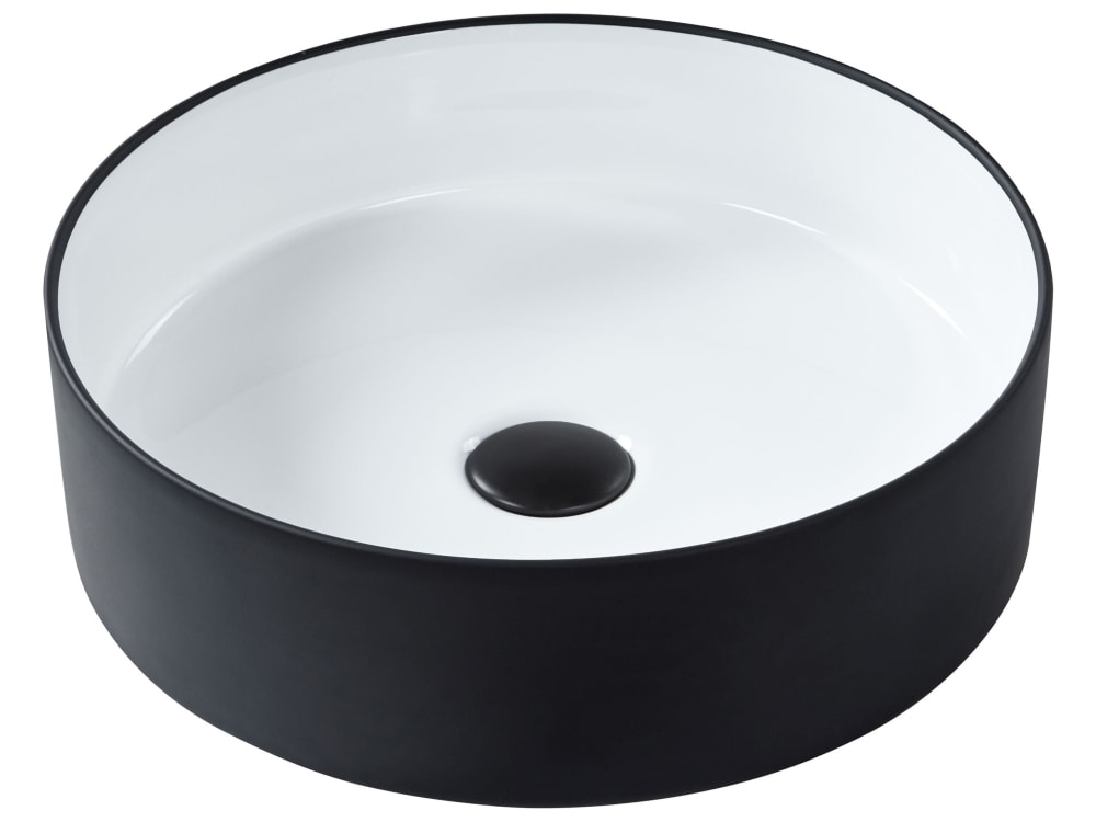 wohnli-moebel-suche-M26076903 Wohnli Möbelsuche - Aufsatzwaschbecken ⌀ 40 cm Keramik Schwarz Weiß