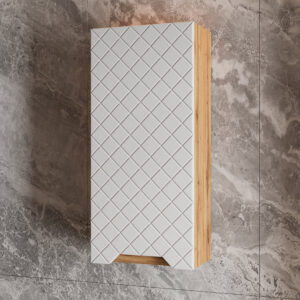 wohnli-moebel-suche-M26076911-1 Badschrank Eiche/Weiß mit Kachelstruktur 20x72.6cm 20x73x33cm Spanplatte Weiß Vicco Möbel Badezimmermöbel