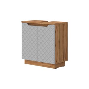 Wohnli Möbelsuche - Waschbeckenunterschrank mit 2 Türen Eiche mit Kachelstruktur 59.8x62.1