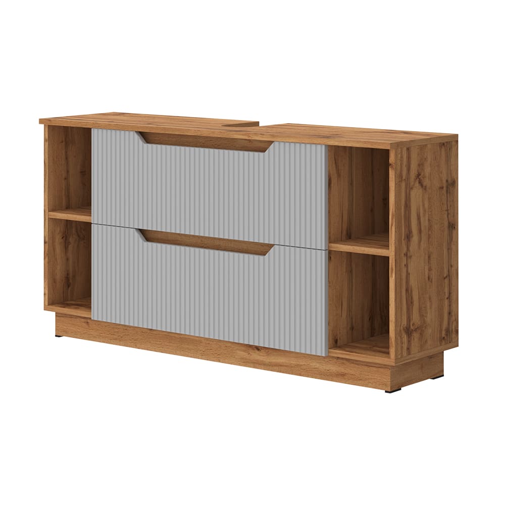 Wohnli Möbelsuche - Waschbeckenunterschrank mit 2 Schubladen Eiche gestreift 119.2x62.5cm