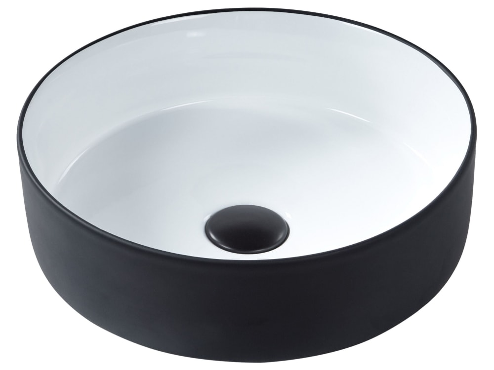 wohnli-moebel-suche-M26076980 Wohnli Möbelsuche - Aufsatzwaschbecken ⌀ 36 cm Keramik Schwarz Weiß
