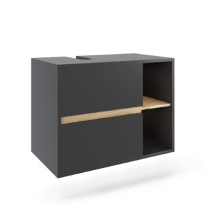wohnli-moebel-suche-M26077002 Wohnli Möbelsuche - Waschbeckenunterschrank mit 2 Schubladen Grau/Artisan 80x60cm