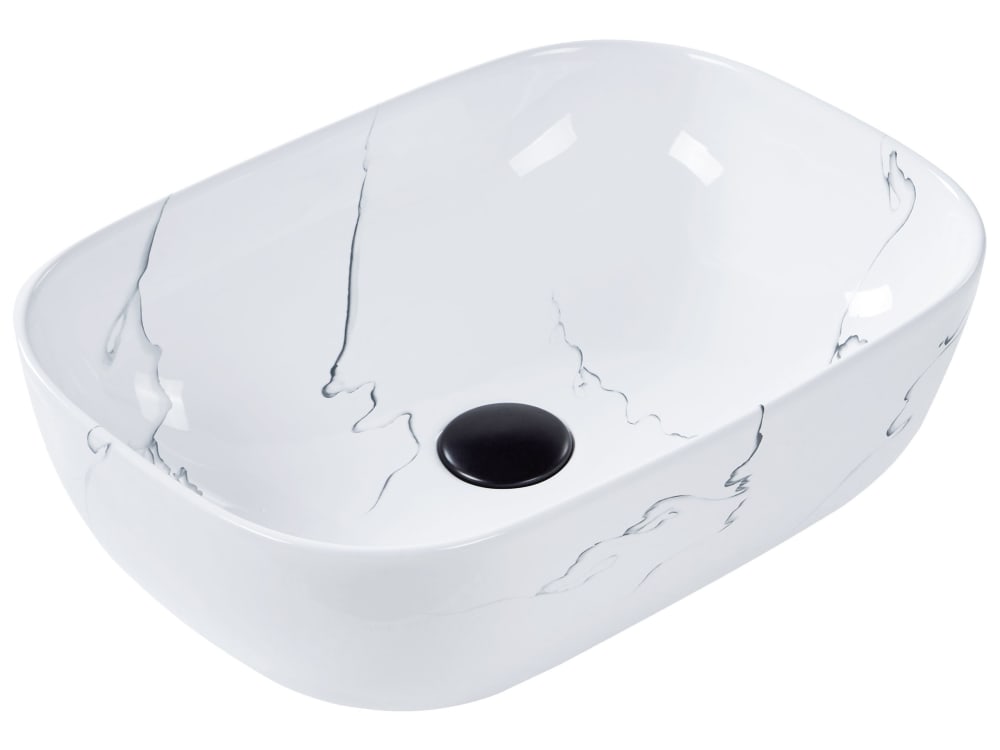 wohnli-moebel-suche-M26077004 Wohnli Möbelsuche - Aufsatzwaschbecken 47 x 34 cm Keramik Weißer Marmor