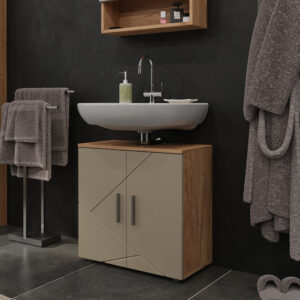 Waschbeckenunterschrank  Goldkraft Eiche 60x59cm 60x59x30cm Spanplatte Beige Vicco Möbel Badezimmermöbel Waschtische