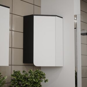 wohnli-moebel-suche-M26077055-1 Eckhängeschrank mit Tür Anthrazit/Weiß 60x75cm 60x75x43cm Spanplatte Schwarz Vicco Möbel Badezimmermöbel