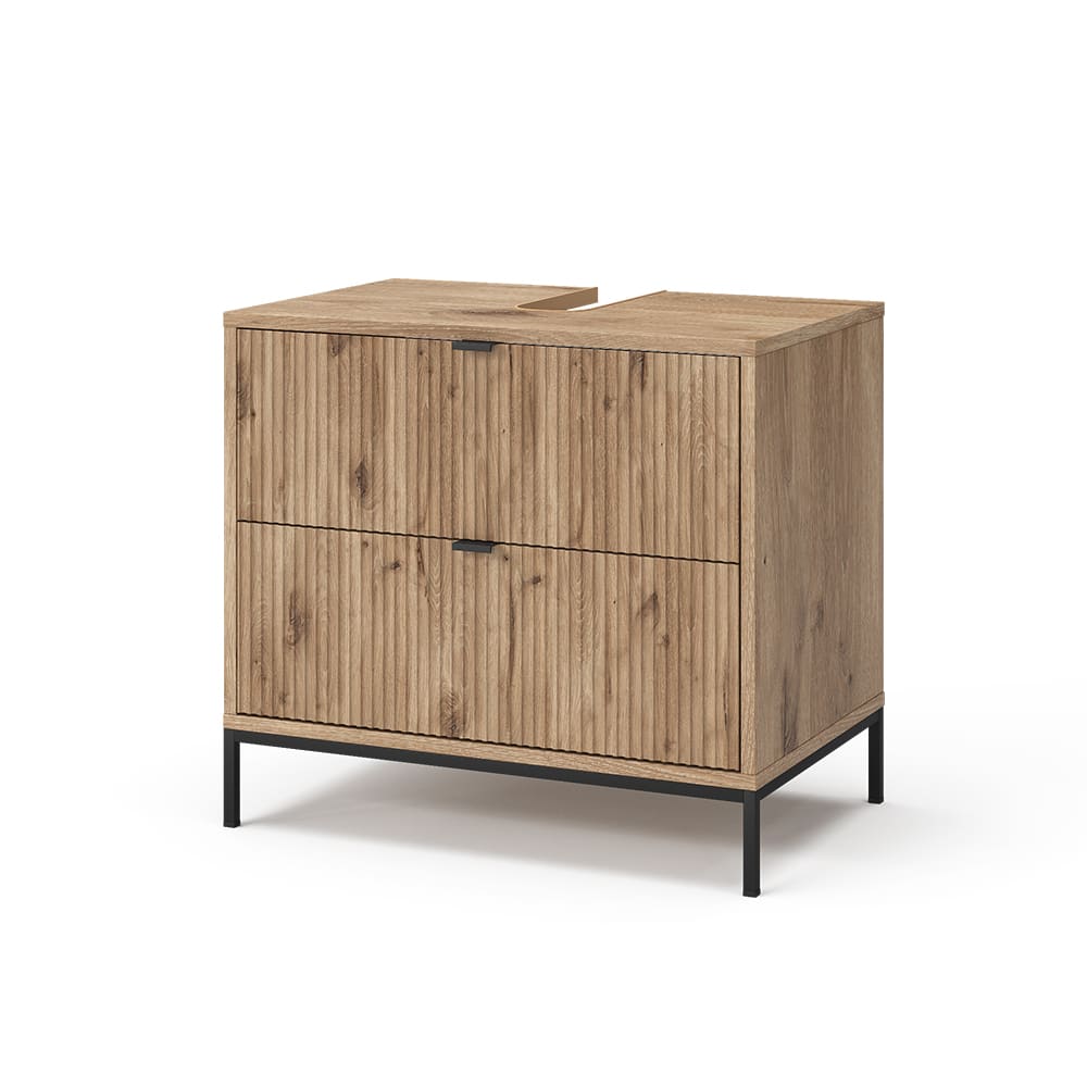 Wohnli Möbelsuche - Waschbeckenunterschrank mit 2 ausziehbaren Schubladen Viking Oak 70x63