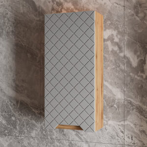 Badschrank  Eiche/Grau mit Kachelstruktur 20x72.6cm 20x73x33cm Spanplatte Grau Vicco Möbel Badezimmermöbel