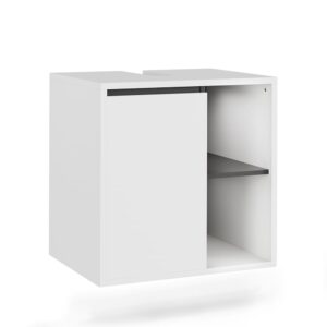 Wohnli Möbelsuche - Waschbeckenunterschrank mit offenen Regalen Weiß/Grau 60x60cm