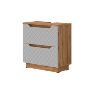 Wohnli Möbelsuche - Waschbeckenunterschrank mit Schubladen Eiche mit Kachelstruktur 60x63