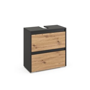 Wohnli Möbelsuche - Waschbeckenunterschrank mit 2 Schubladen Anthrazit/Artisan 60.1x62cm