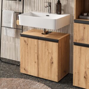 wohnli-moebel-suche-M26077139-1 Waschbeckenunterschrank mit 2 Türen Artisan 60x58cm 60x58x35cm Spanplatte Braun Vicco Möbel Badezimmermöbel Waschtische