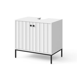 Wohnli Möbelsuche - Waschbeckenunterschrank  Weiß Riffel 70x63cm