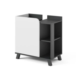 Wohnli Möbelsuche - Waschbeckenunterschrank mit Tür und offenen Fächern Anthrazit 60x65cm