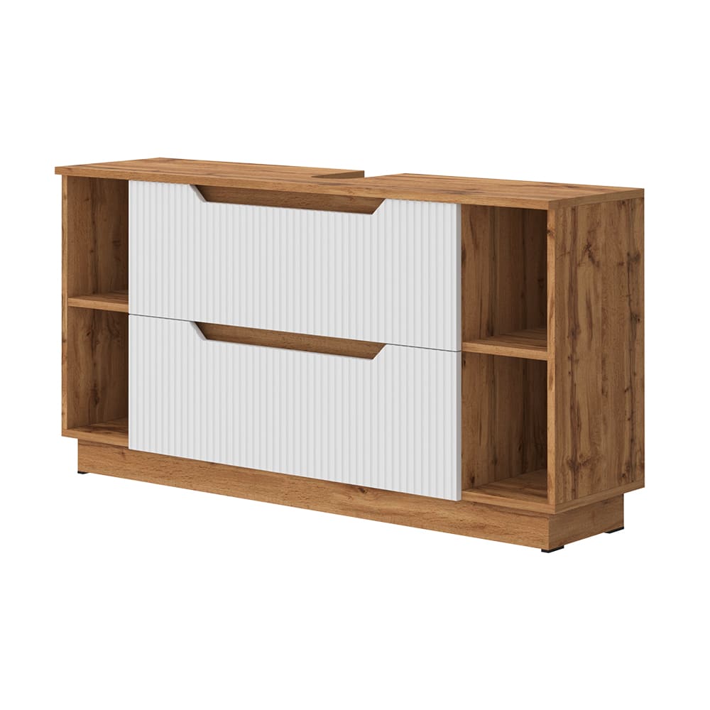 wohnli-moebel-suche-M26077204 Wohnli Möbelsuche - Waschbeckenunterschrank mit 2 Schubladen Eiche gestreift 119.2x62.5