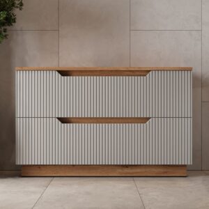 wohnli-moebel-suche-M26077234-1 Waschbeckenunterschrank mit 2 Schubladen Eiche/Grau 99.4x62.5cm 100x63x32cm Spanplatte Grau Vicco Möbel Badezimmermöbel Waschtische