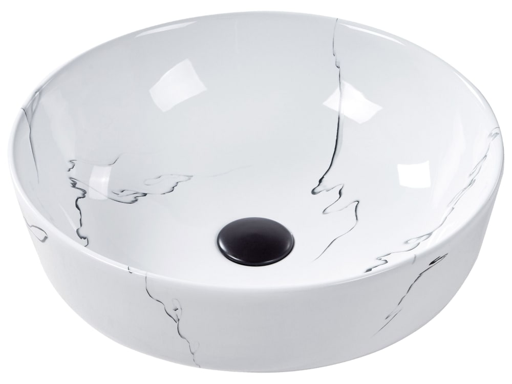 wohnli-moebel-suche-M26077281 Wohnli Möbelsuche - Aufsatzwaschbecken ⌀ 42 cm Keramik Weißer Marmor