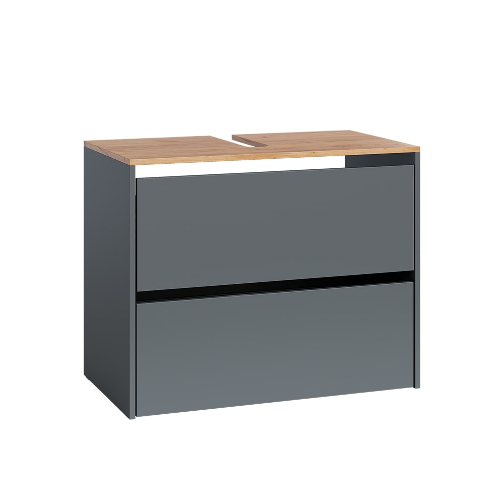 Wohnli Möbelsuche - Waschbeckenunterschrank  Anthrazit/Goldkraft Eiche 80.2x65cm