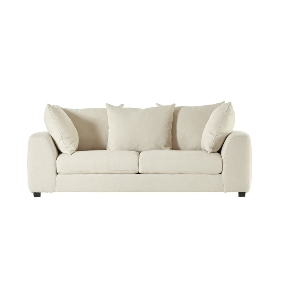 wohnli-moebel-suche-M26077619 Wohnli Möbelsuche - Gerades 3-Sitzer-Sofa aus ecrufarbenem Stoff in Leinenoptik