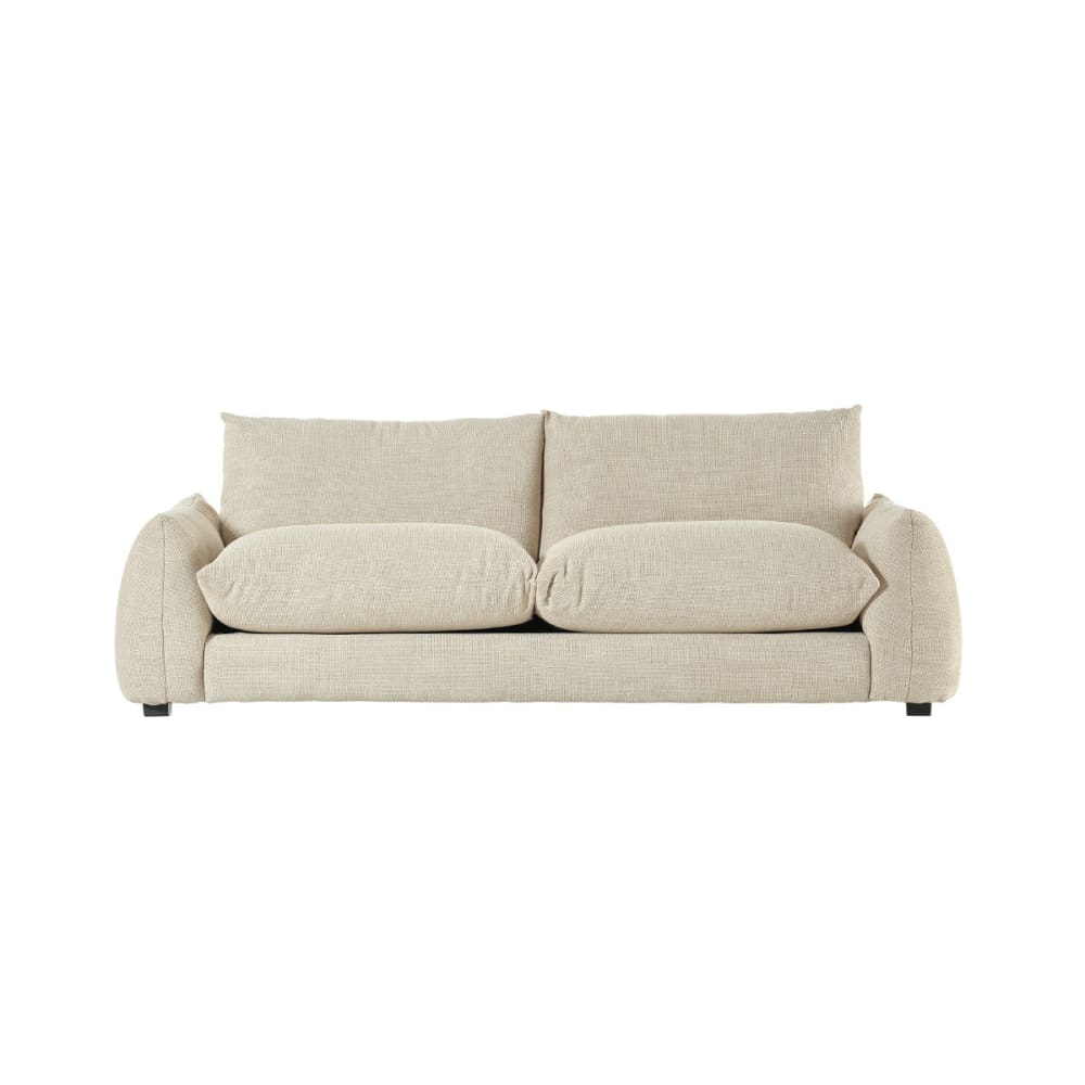 Wohnli Möbelsuche - Gerades 3-Sitzer-Sofa aus beigem meliertem Strukturstoff