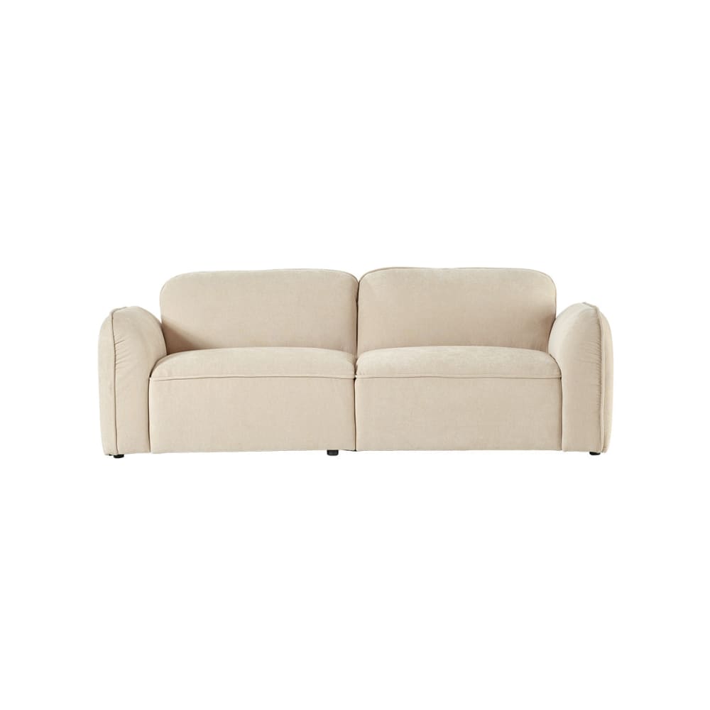 Wohnli Möbelsuche - Gerades 3-Sitzer-Sofa aus beige meliertem Samt