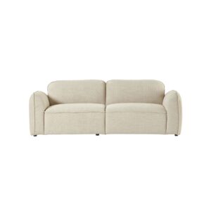 Wohnli Möbelsuche - Gerades 3-Sitzer-Sofa aus beige meliertem Strukturstoff
