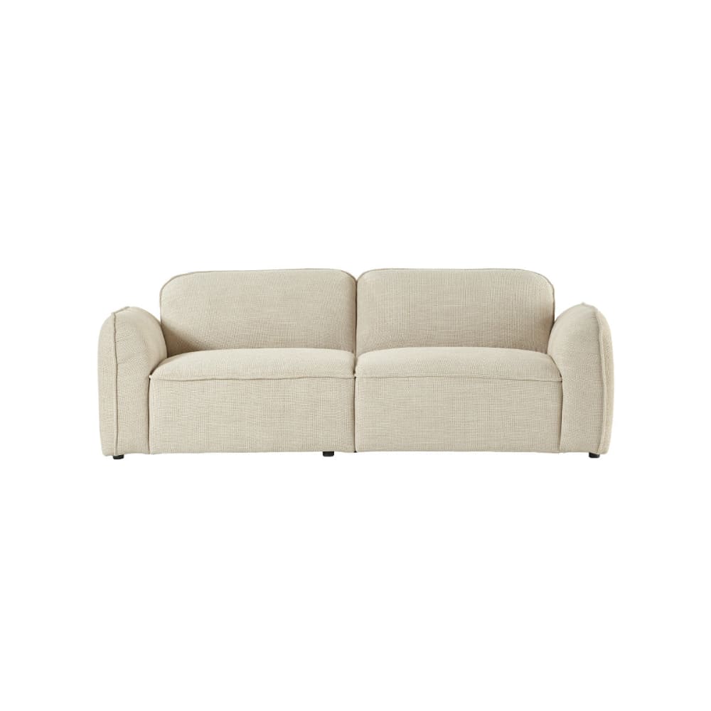 Wohnli Möbelsuche - Gerades 3-Sitzer-Sofa aus beige meliertem Strukturstoff